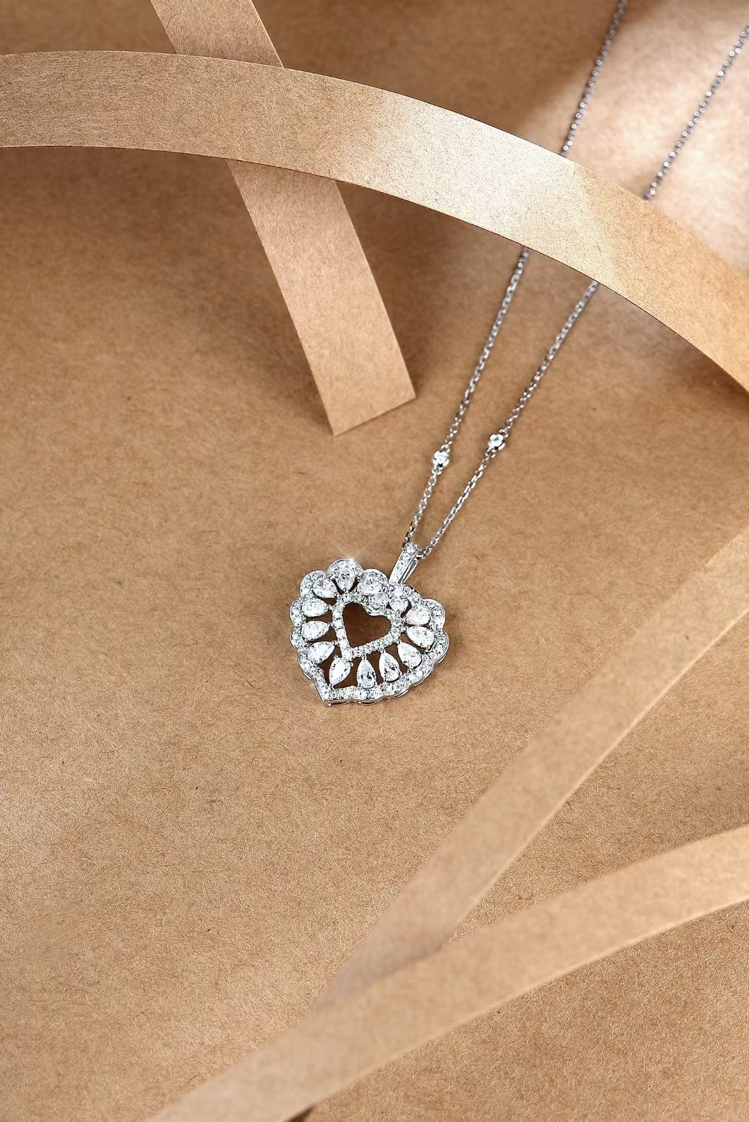 Sparkling Water Drop Heart Pendant Jewelry - White Diamond Pendant