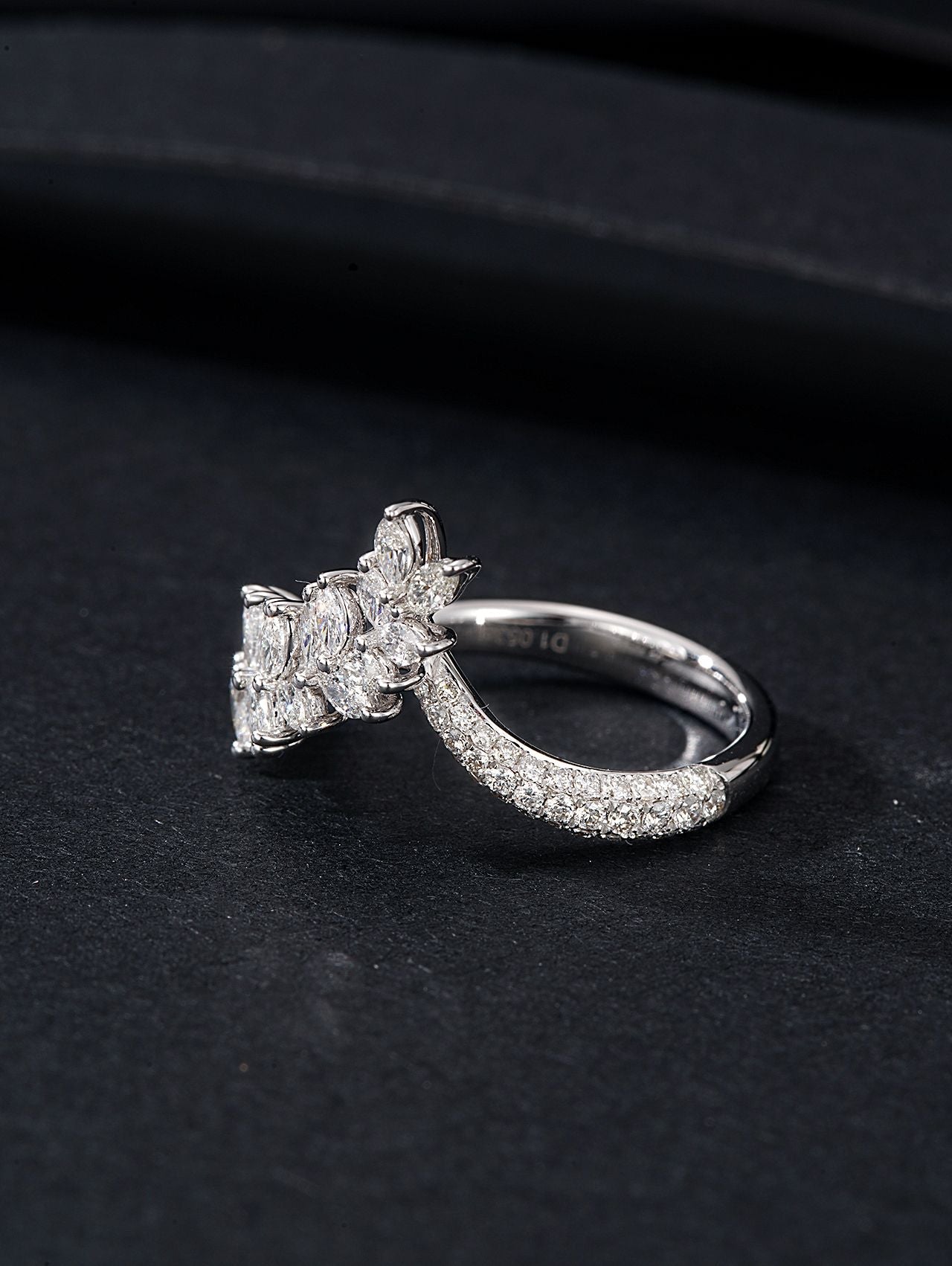 Sparkling Wheat-Ear Marquise & Round Diamond Ring - Luxury Jewelry - White Diamond Ring