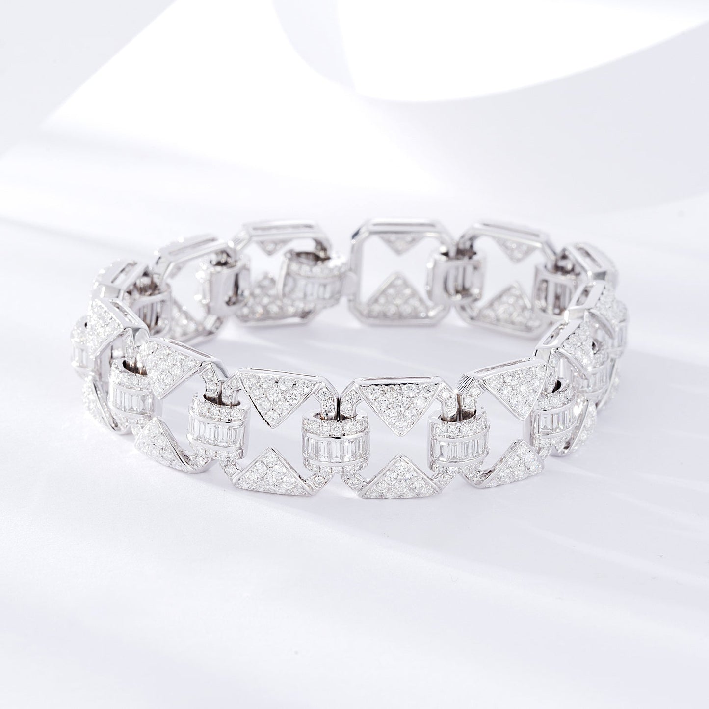 Sparkling Wide T Round Diamond Bracelet - Luxury Jewelry - White Diamond Bracelet