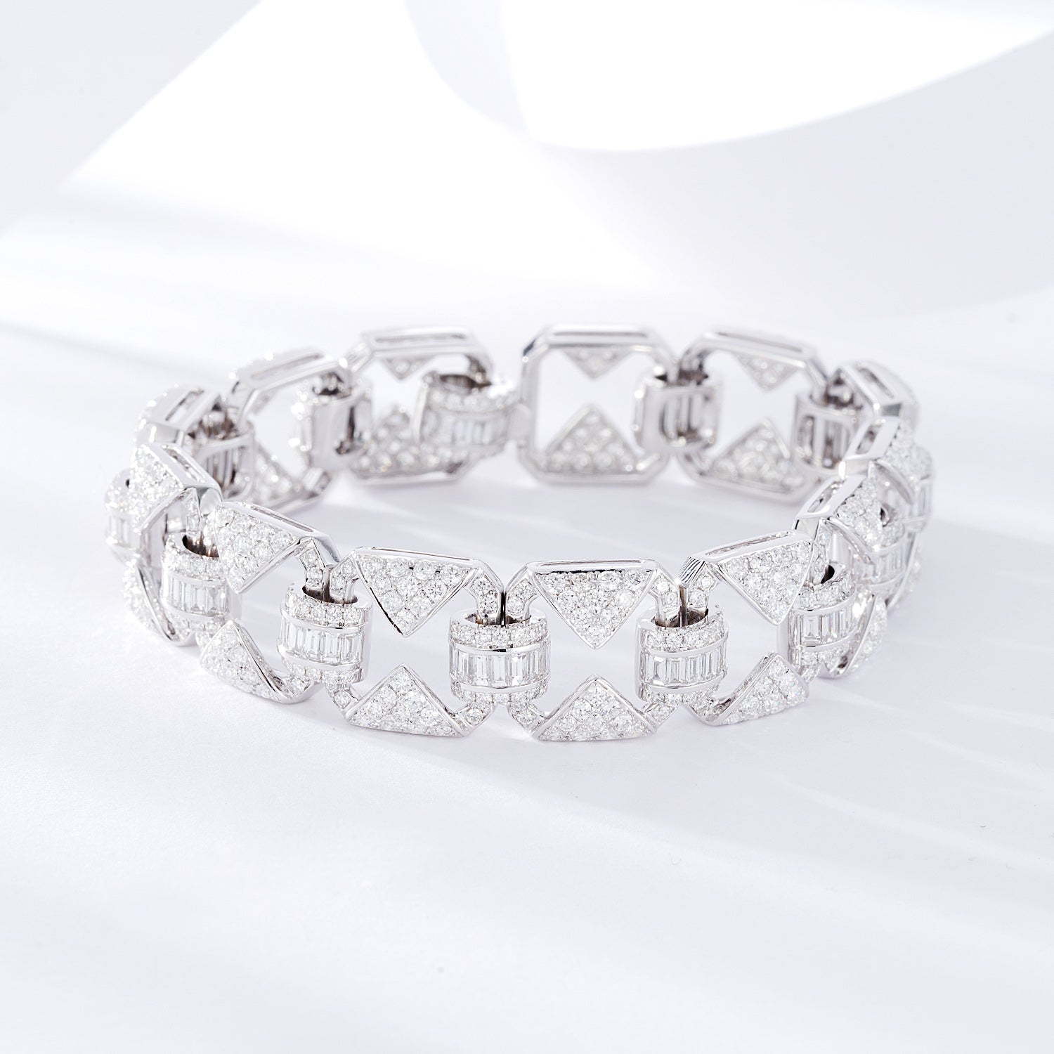 Sparkling Wide T Round Diamond Bracelet - Luxury Jewelry - White Diamond Bracelet