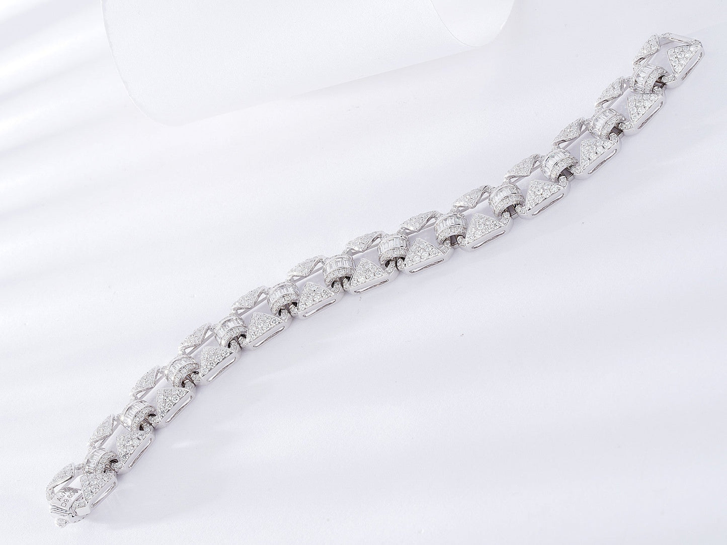 Sparkling Wide T Round Diamond Bracelet - Luxury Jewelry - White Diamond Bracelet