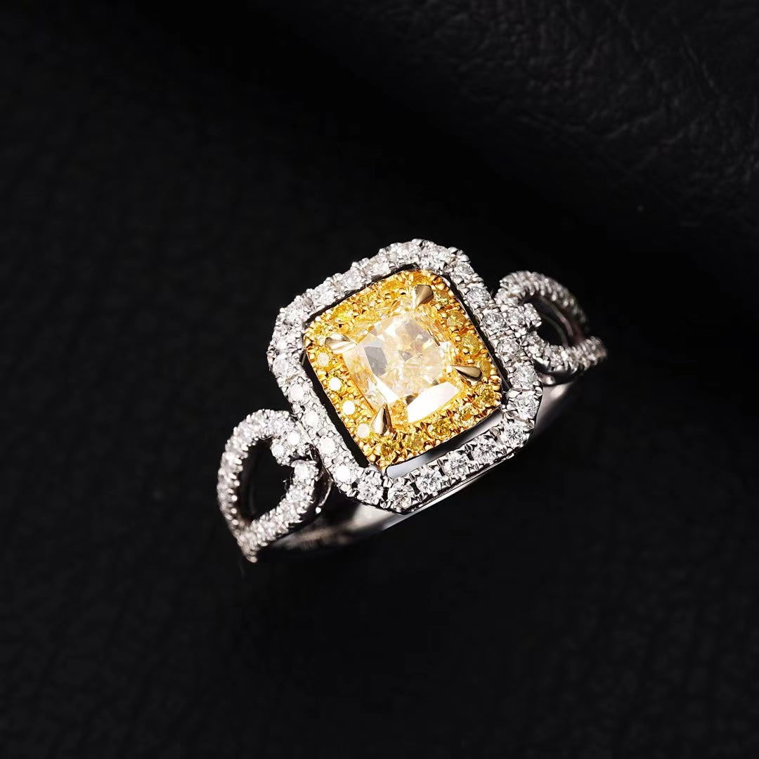 Sparkling Y-Arm Diamond Ring - Premium Jewelry Collection - Yellow Diamond Ring