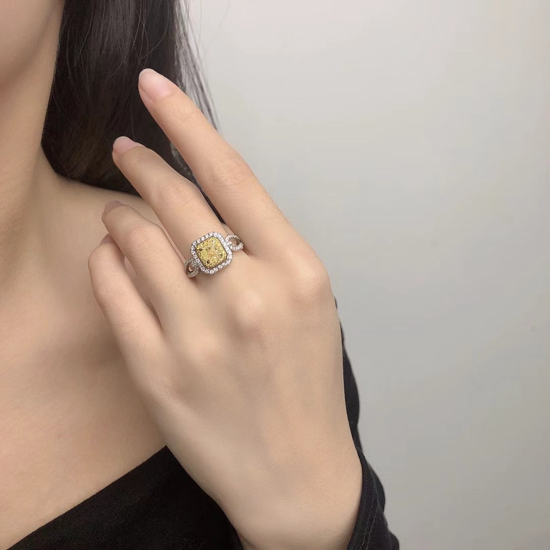 Sparkling Y-Arm Diamond Ring - Premium Jewelry Collection - Yellow Diamond Ring