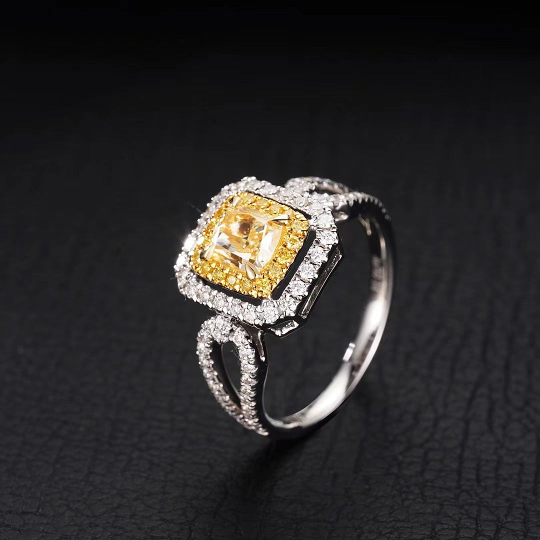 Sparkling Y-Arm Diamond Ring - Premium Jewelry Collection - Yellow Diamond Ring