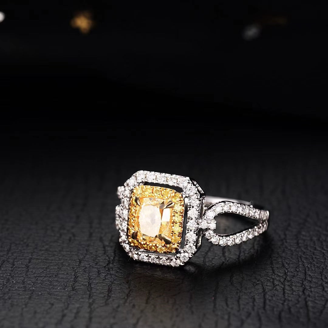 Sparkling Y-Arm Diamond Ring - Premium Jewelry Collection - Yellow Diamond Ring