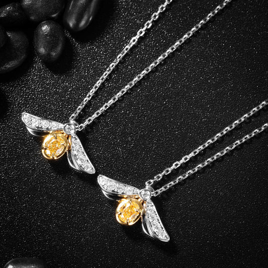 Sparkling Yellow Diamond Bee Pendant Jewelry - Yellow Diamond Pendant