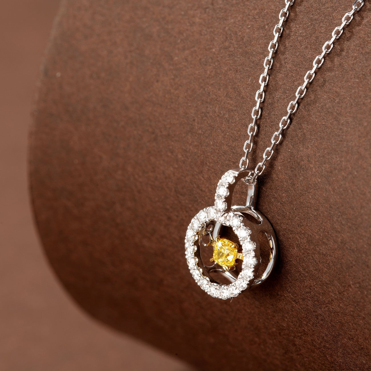 Sparkling Yellow Diamond Circle Pendant Jewelry - Yellow Diamond Pendant