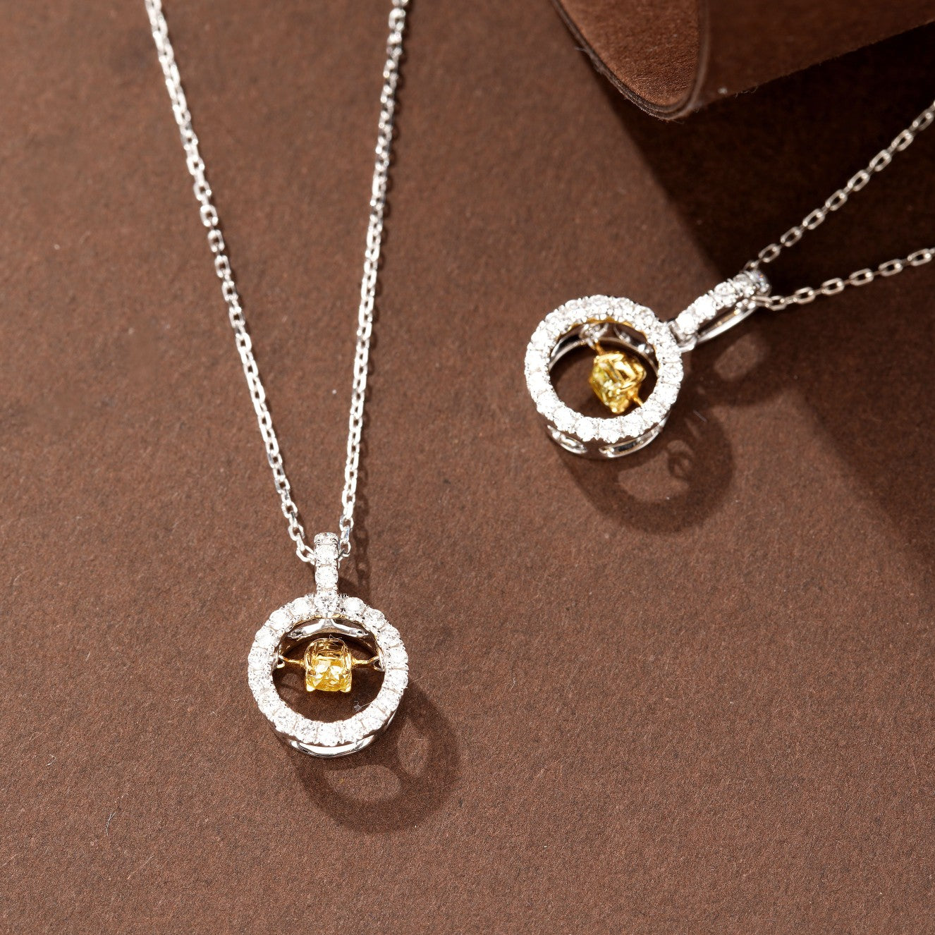 Sparkling Yellow Diamond Circle Pendant Jewelry - Yellow Diamond Pendant