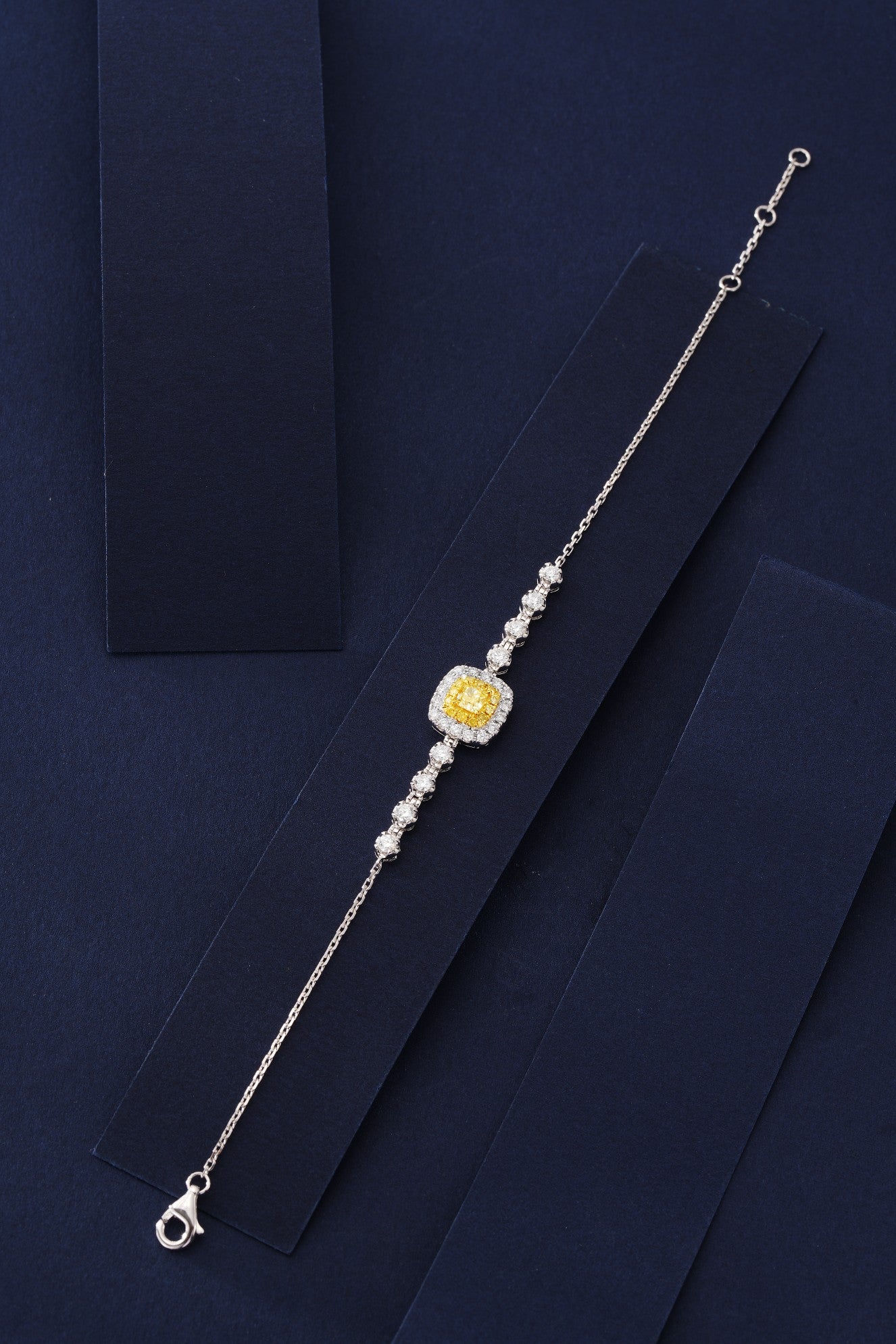 Sparkling Yellow Diamond Cushion Shape Bracelet - Premium Jewelry - Yellow Diamond Pendant