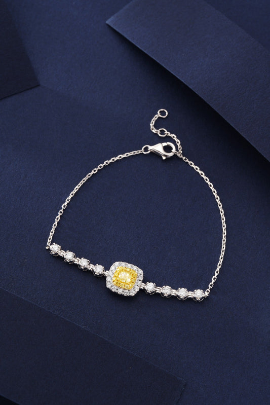 Sparkling Yellow Diamond Cushion Shape Bracelet - Premium Jewelry - Yellow Diamond Pendant