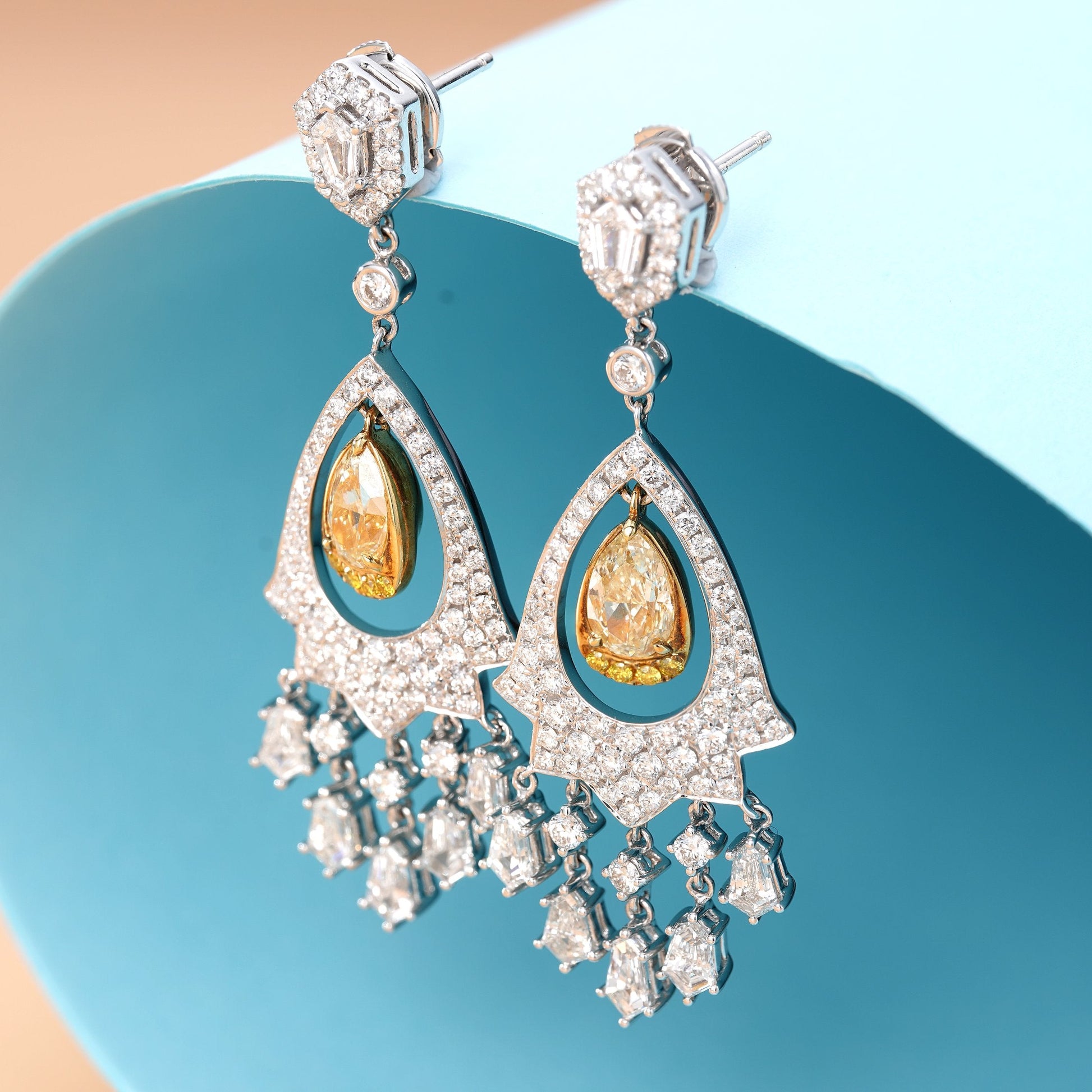 Sparkling Yellow Diamond Dangle Earrings - Premium Jewelry Jeweler.Jewelry