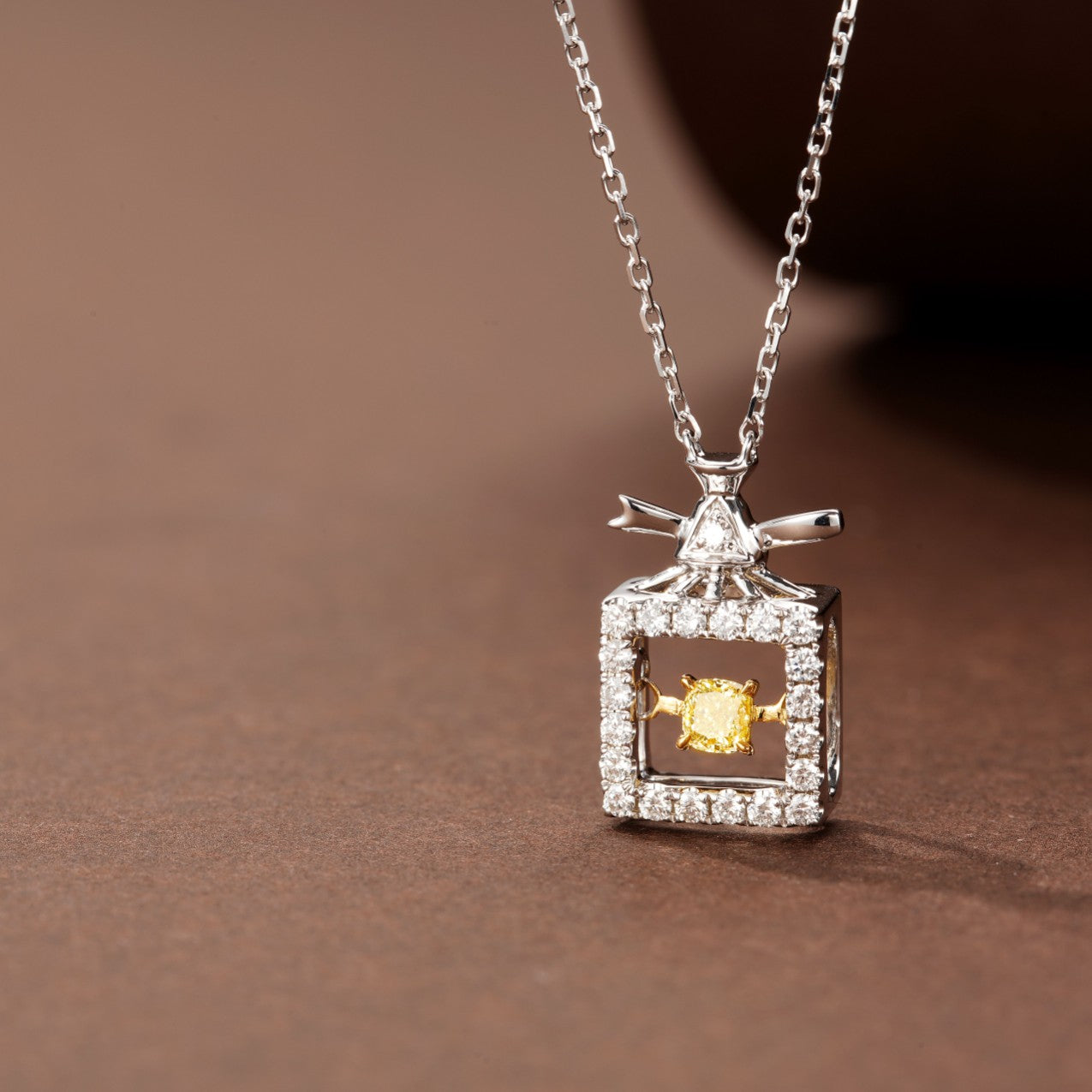 Sparkling Yellow Diamond Pendant - Elegant Jewelry Piece - Yellow Diamond Pendant