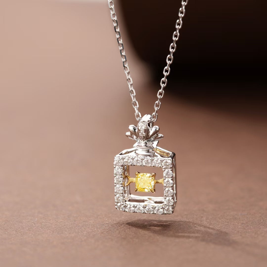 Sparkling Yellow Diamond Pendant - Elegant Jewelry Piece - Yellow Diamond Pendant