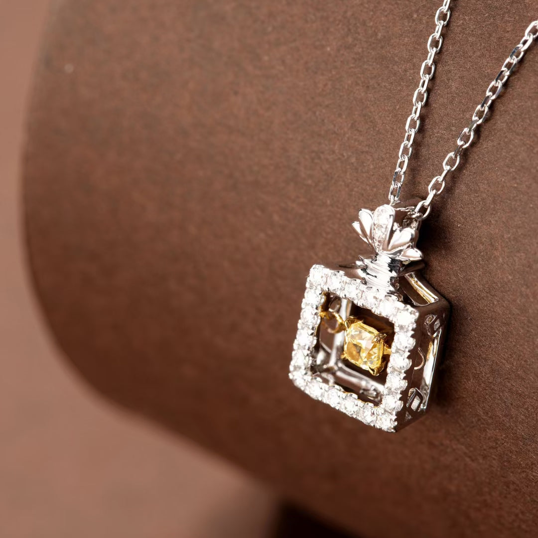 Sparkling Yellow Diamond Pendant - Elegant Jewelry Piece - Yellow Diamond Pendant