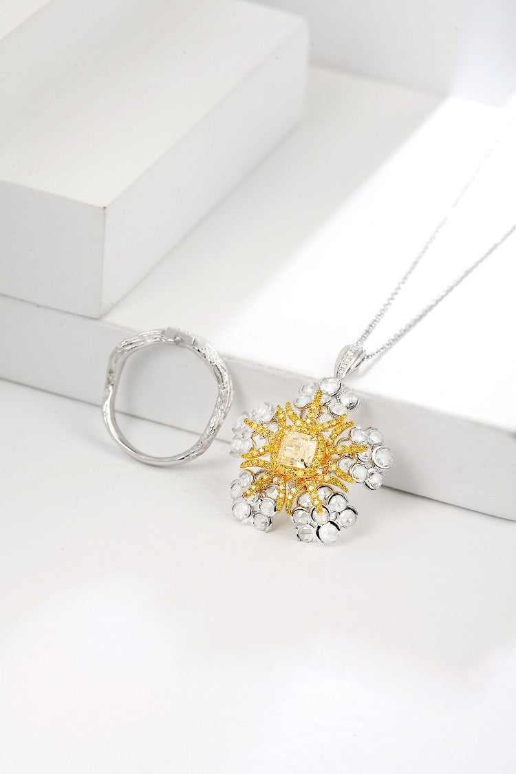 Sparkling Yellow Diamond Sea Star Ring - Premium Jewelry - Yellow Diamond Ring