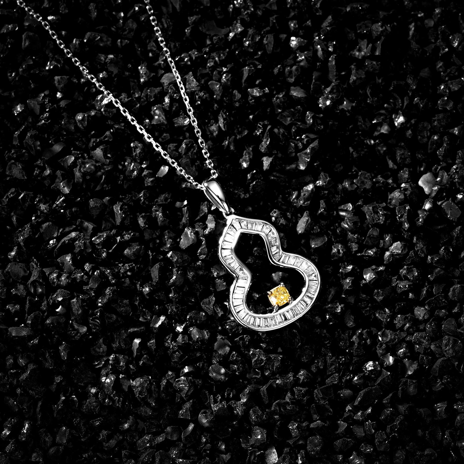 Sparkling Yellow Diamond T-Square Cucumber Pendant Jewelry - Yellow Diamond Pendant