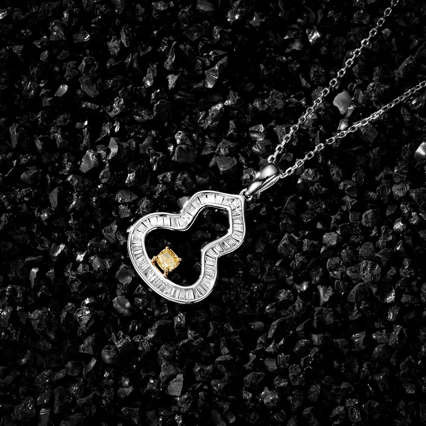 Sparkling Yellow Diamond T-Square Cucumber Pendant Jewelry - Yellow Diamond Pendant