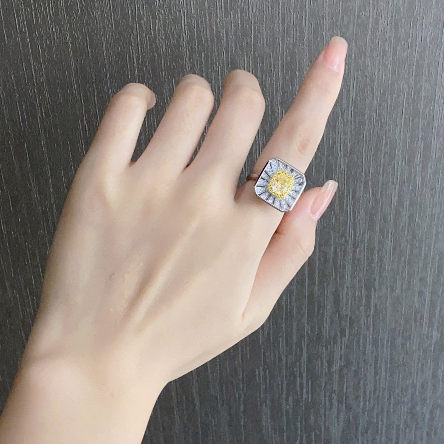 Square-Cut Yellow Diamond Sunflower Ring - 2 Carats | Premium Jewelry Jeweler.Jewelry