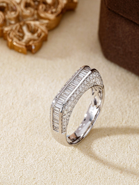 Square Hollow-out Diamond Ring | Luxury Jewelry Piece - White Diamond Ring