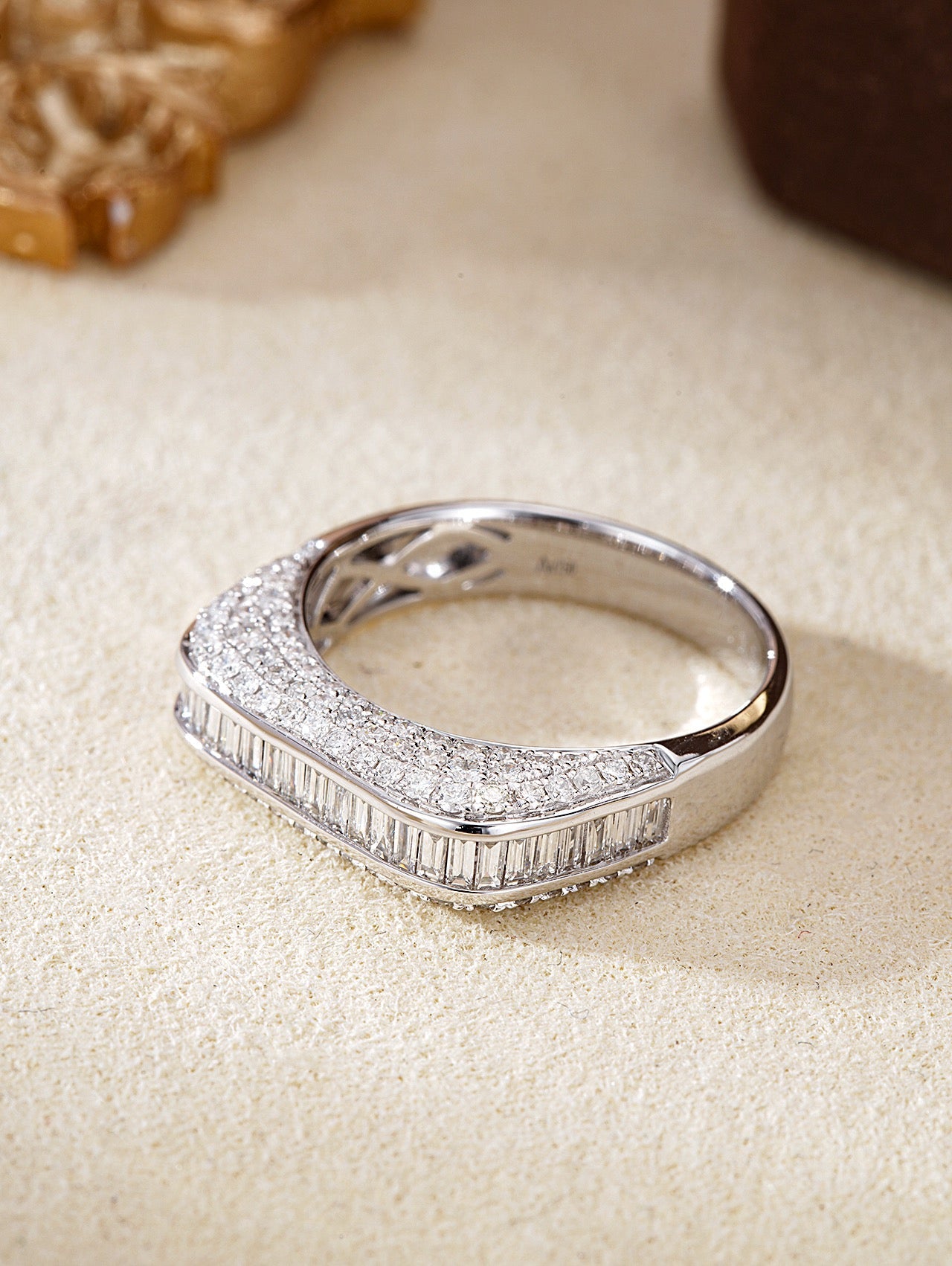 Square Hollow-out Diamond Ring | Luxury Jewelry Piece - White Diamond Ring