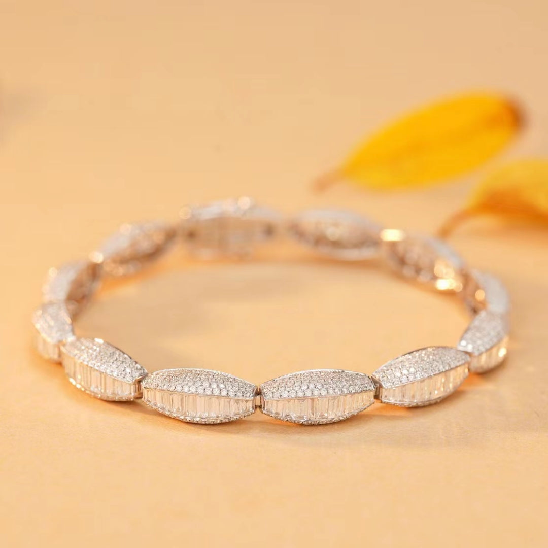 Stereoscopic Ellipse T-Square Bracelet - Premium Jewelry Collection - White Diamond Bracelet