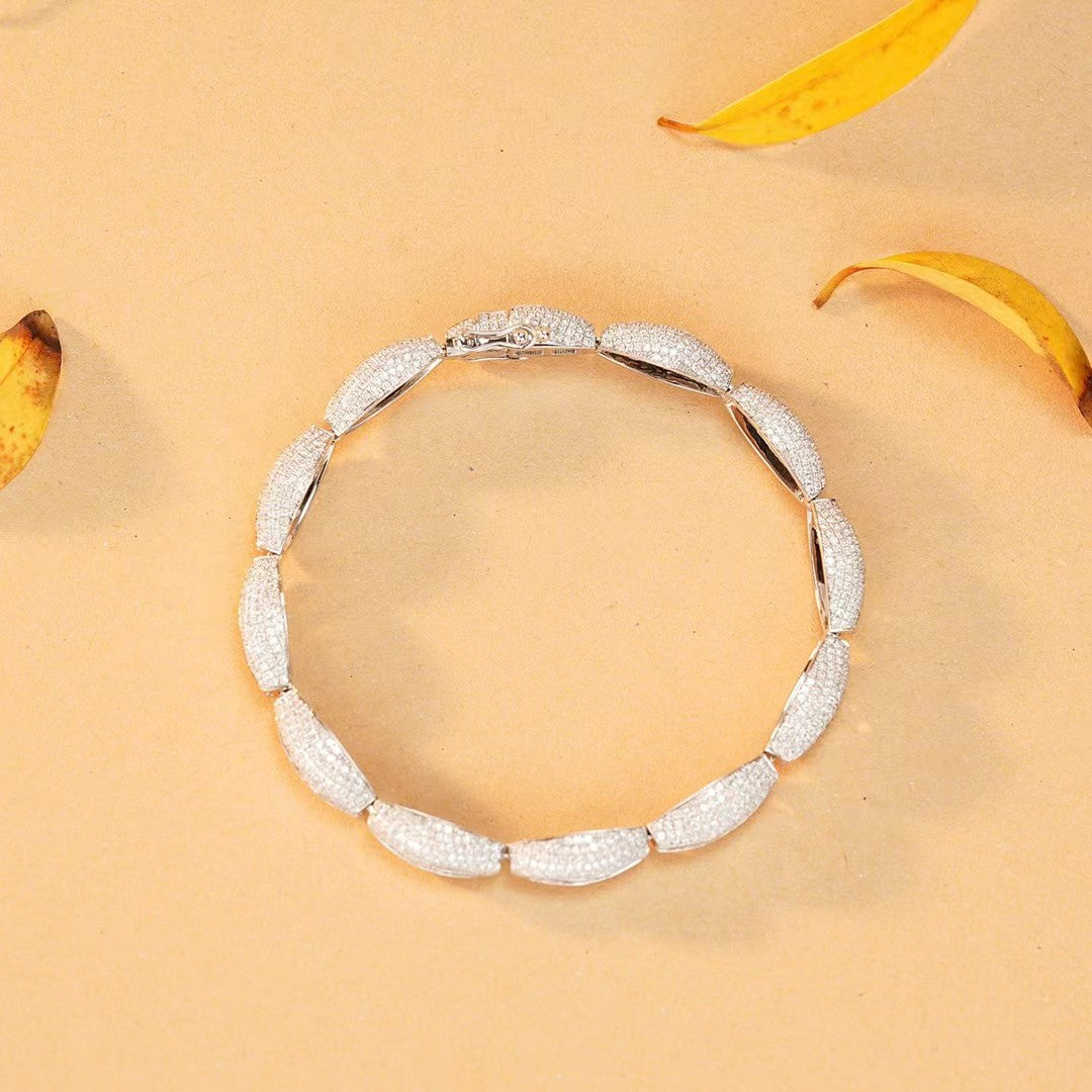 Stereoscopic Ellipse T-Square Bracelet - Premium Jewelry Collection - White Diamond Bracelet