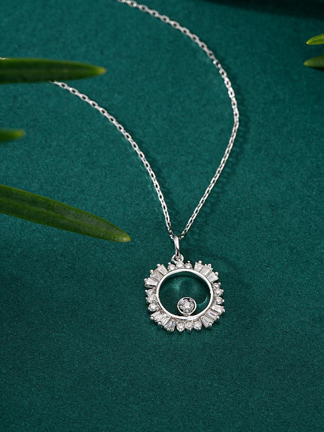 Sunflower Pendant Jewelry: A Sparkling Gemstone Delight - White Diamond Pendant