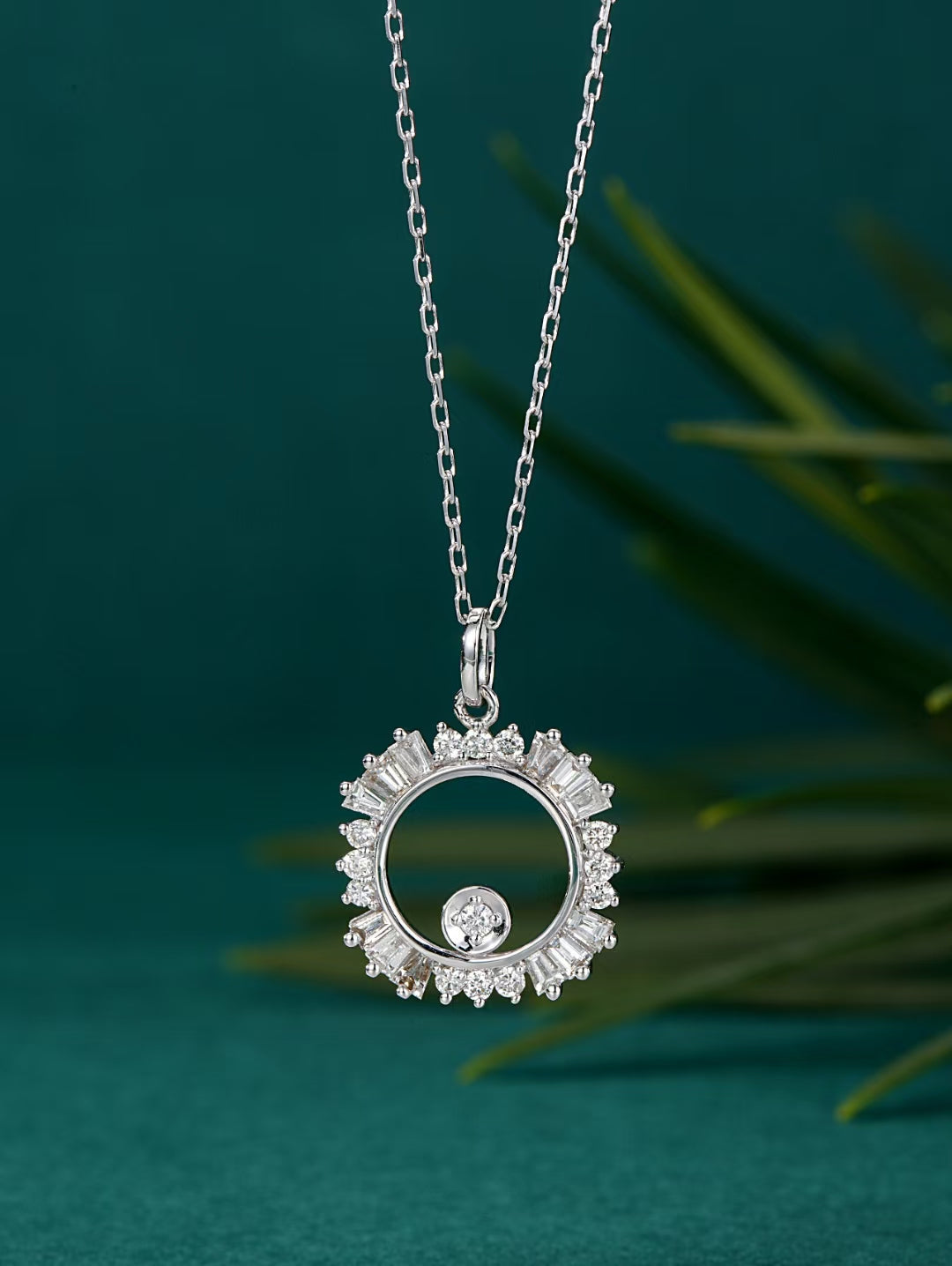 Sunflower Pendant Jewelry: A Sparkling Gemstone Delight - White Diamond Pendant