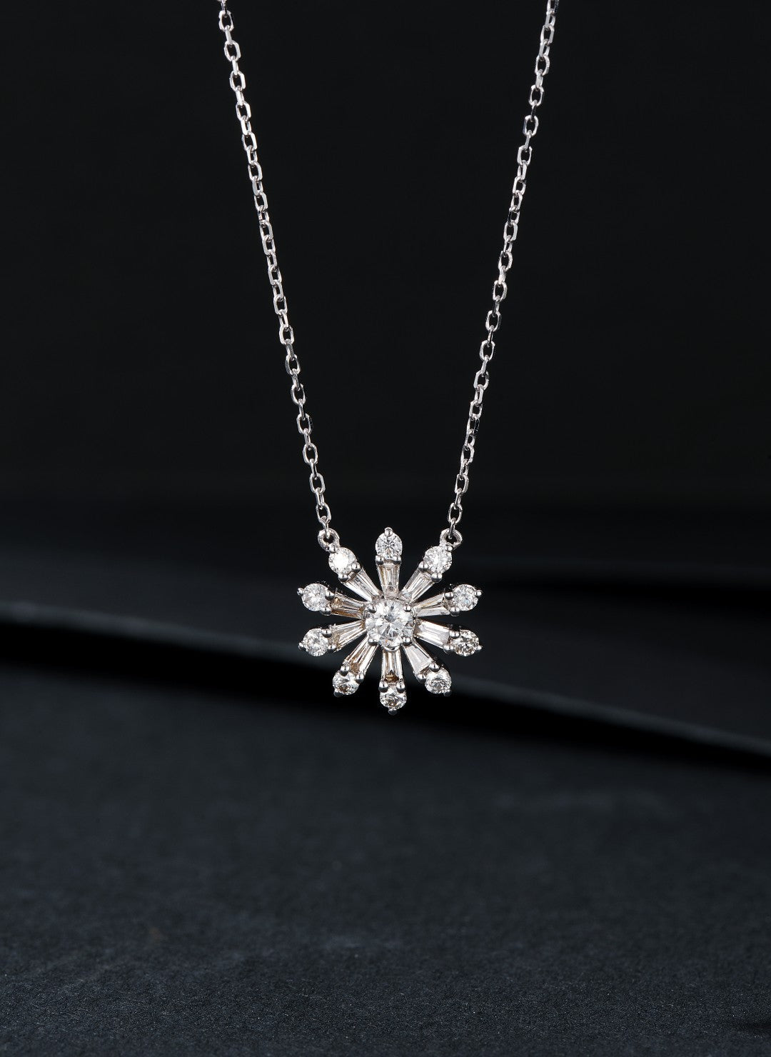 Sunflower Pendant Jewelry - Elegant and Sparkling Choice - White Diamond Pendant