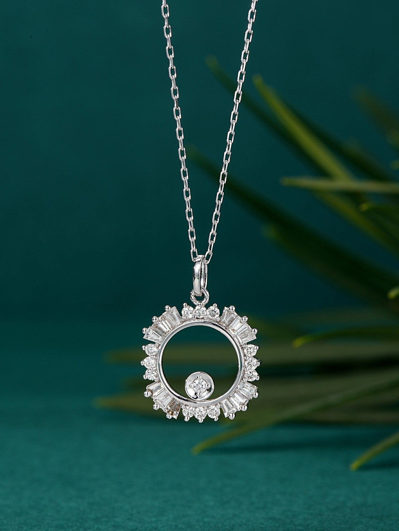 Sunflower Pendant Necklace - Enchanting Jewelry Piece - White Diamond Pendant