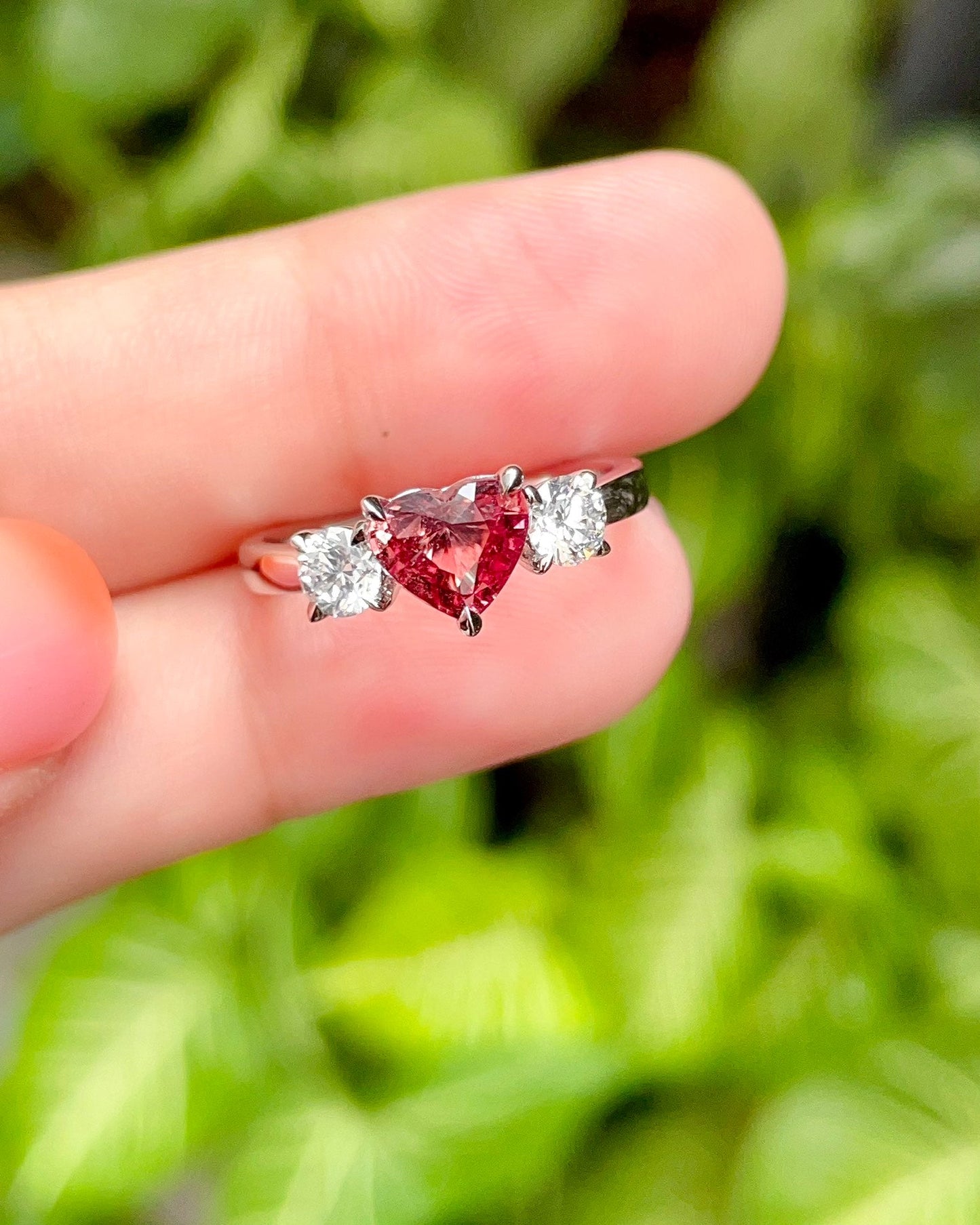 Sunset Splendor: Rare Heart-Shaped Papparacha Ring - Premium Jewelry Jeweler.Jewelry