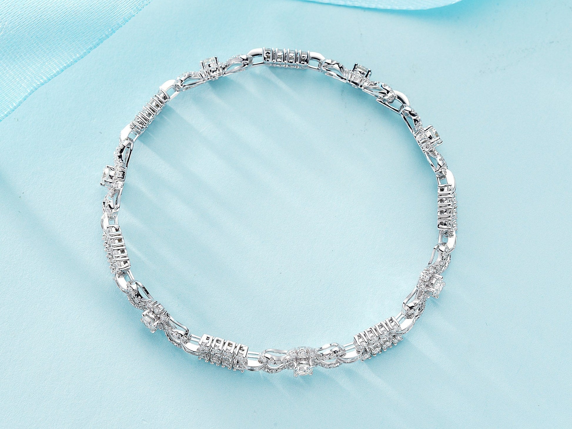 T-Shaped Diamond Bracelet - Exquisite Jewelry Piece - White Diamond Bracelet