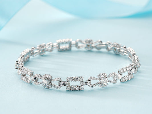 T-Shaped Diamond Bracelet - Exquisite Jewelry Piece - White Diamond Bracelet