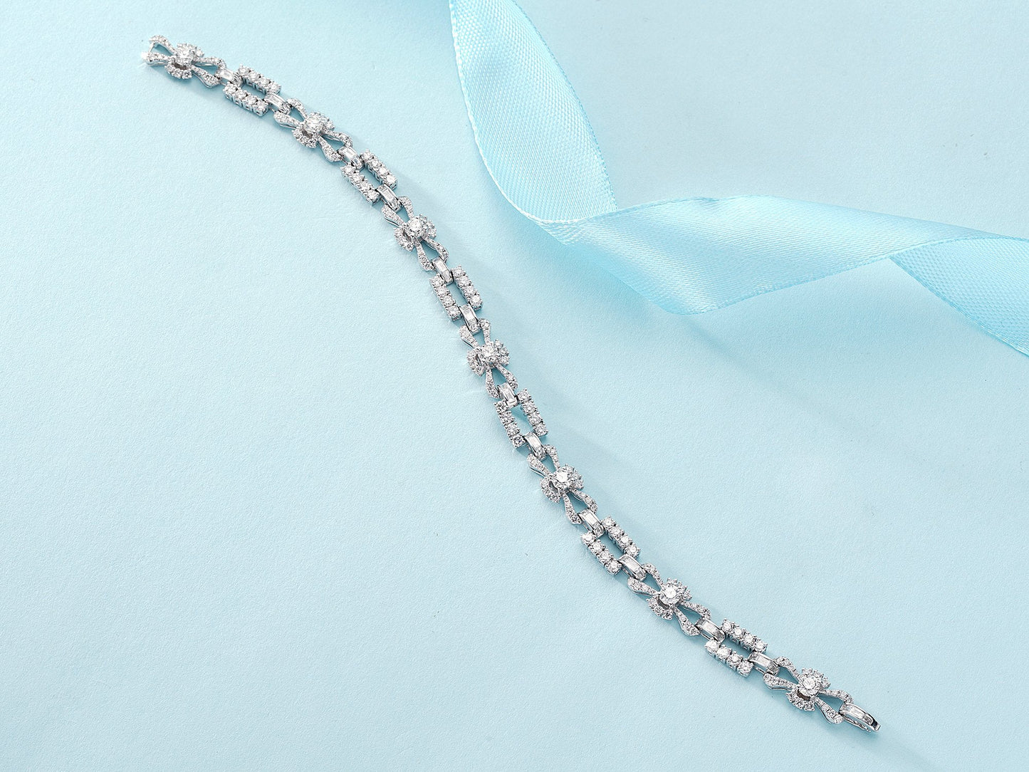 T-Shaped Diamond Bracelet - Exquisite Jewelry Piece - White Diamond Bracelet