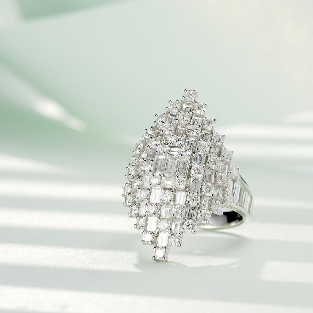 T-Square Diamond Ring - A Luxurious Jewelry Piece - White Diamond Ring