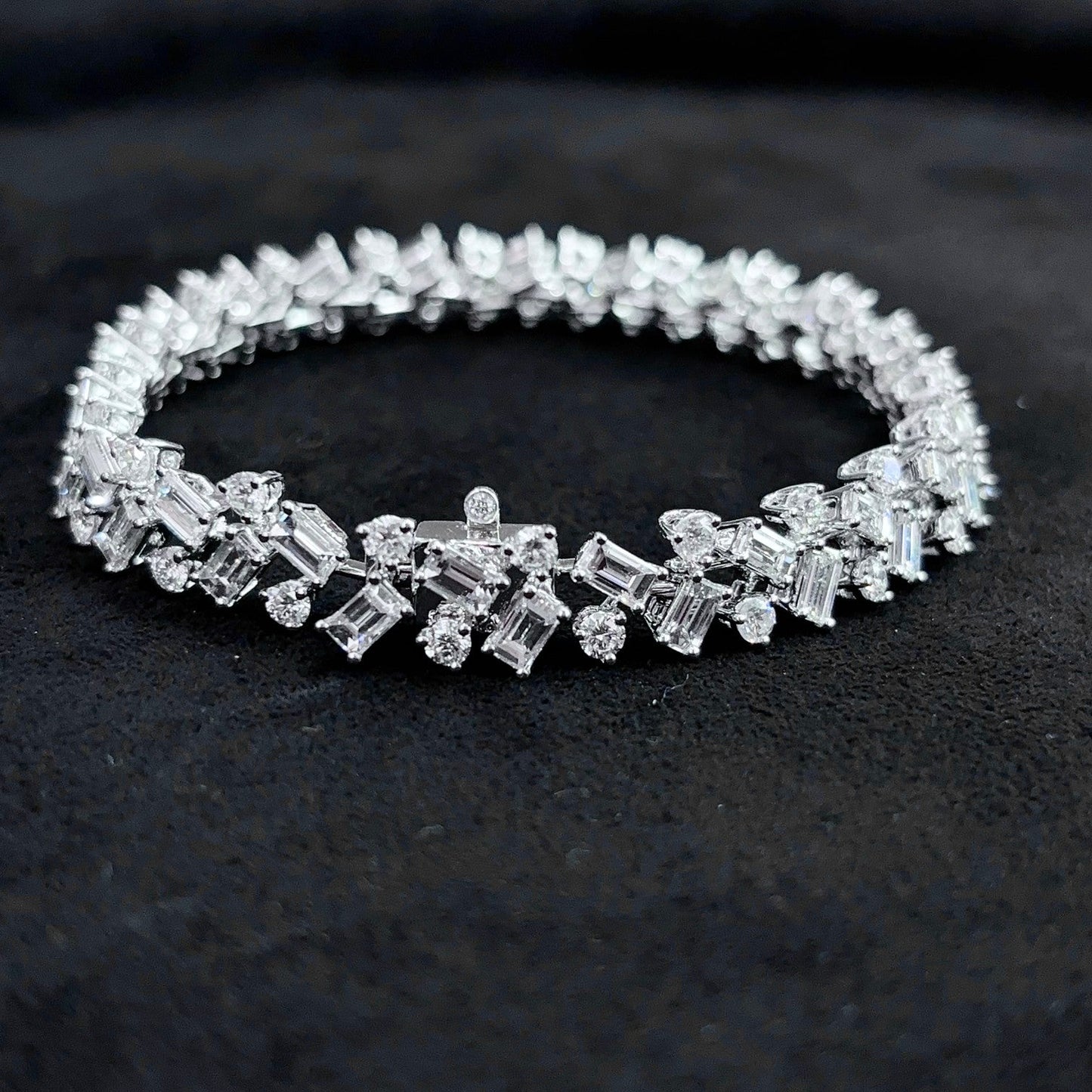 T-Square V-Shape Diamond Bracelet - Exclusive Jewelry Piece - White Diamond Bracelet