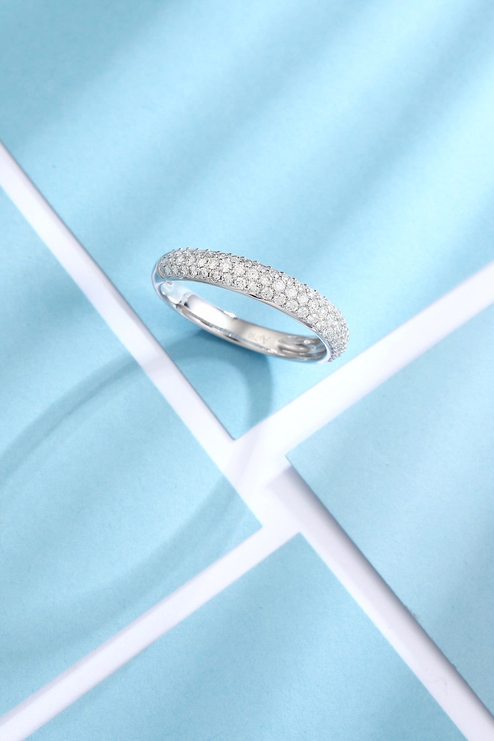 Three-Row Round Diamond Ring - Premium Jewelry Collection - White Diamond Ring