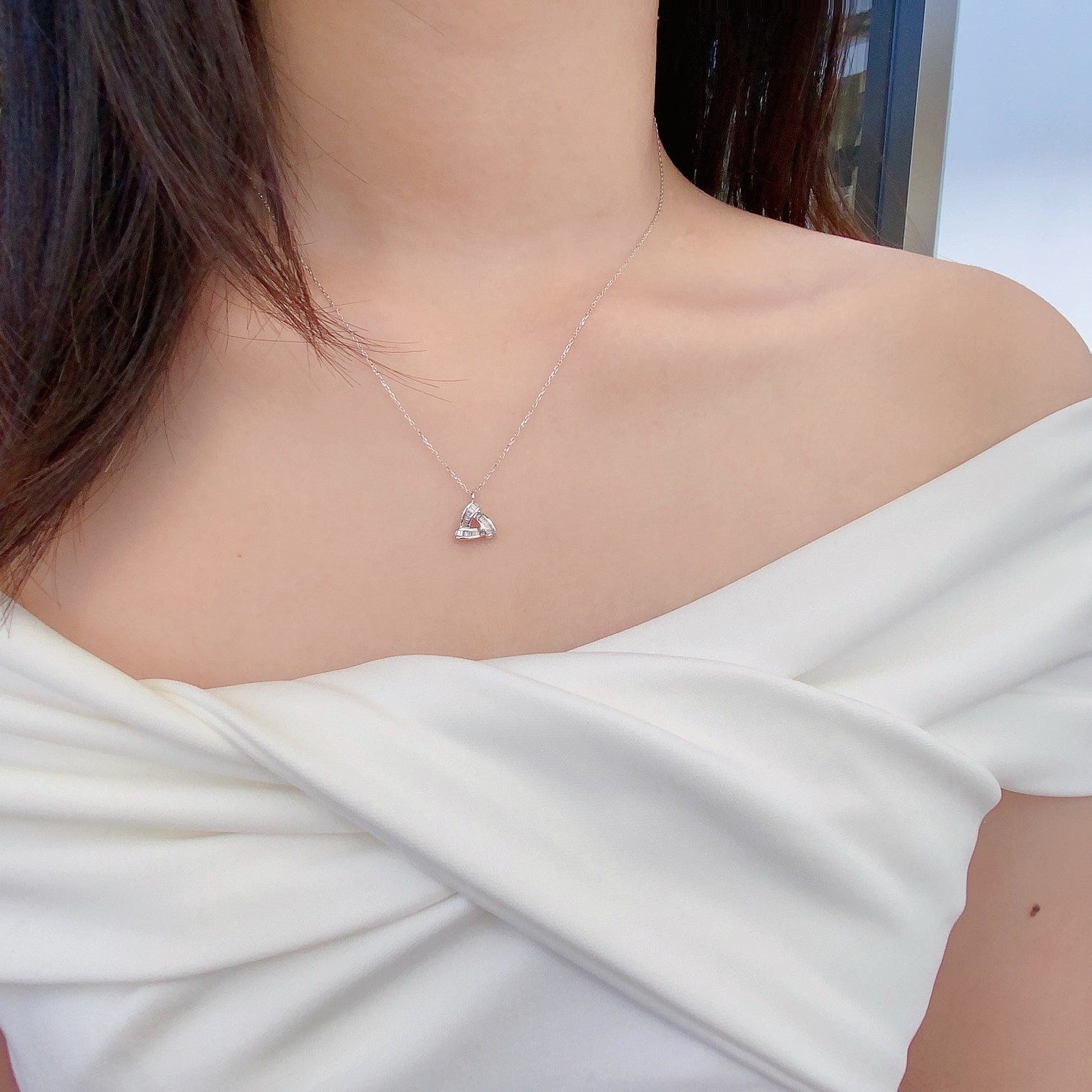 Triangle T-Square Pendant Jewelry with Diamond – A Unique and Elegant Choice - White Diamond Pendant