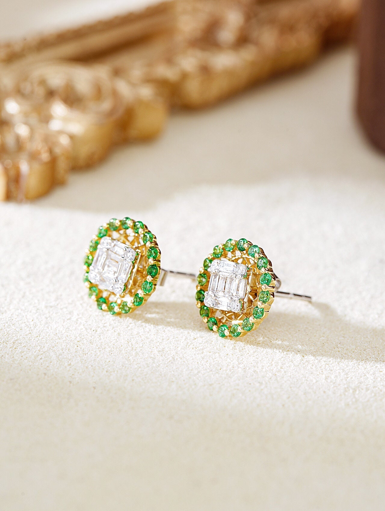 Tsavorite and Diamond Encircled Earrings - Premium Jewelry Jeweler.Jewelry