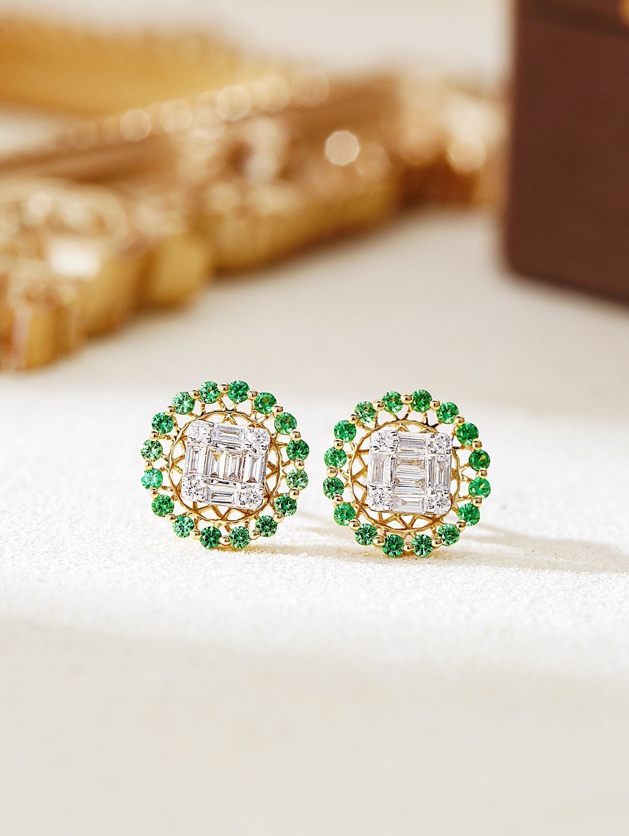 Tsavorite and Diamond Encircled Earrings - Premium Jewelry Jeweler.Jewelry