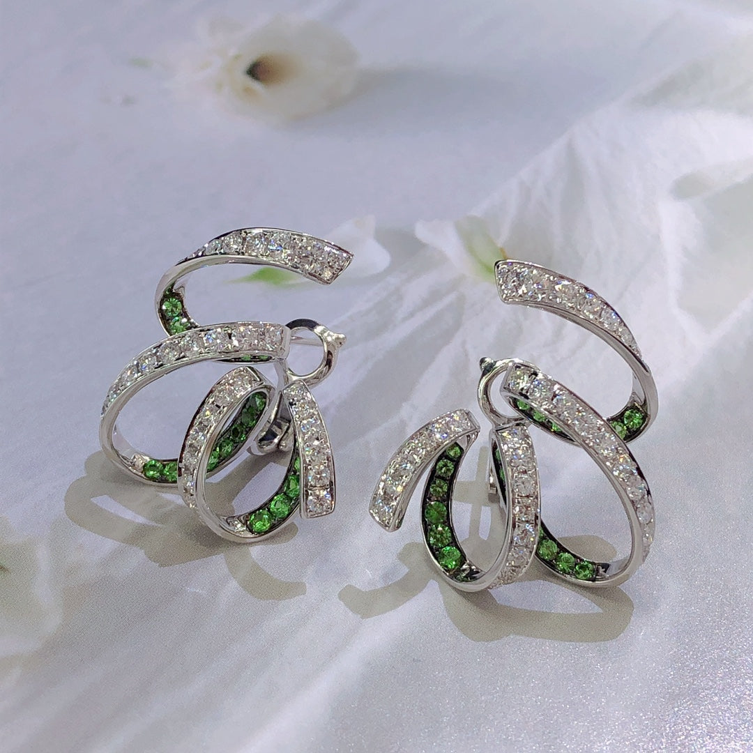 Tsavorite Silk Ribbon Earrings - Luxurious Jewelry Piece Jeweler.Jewelry