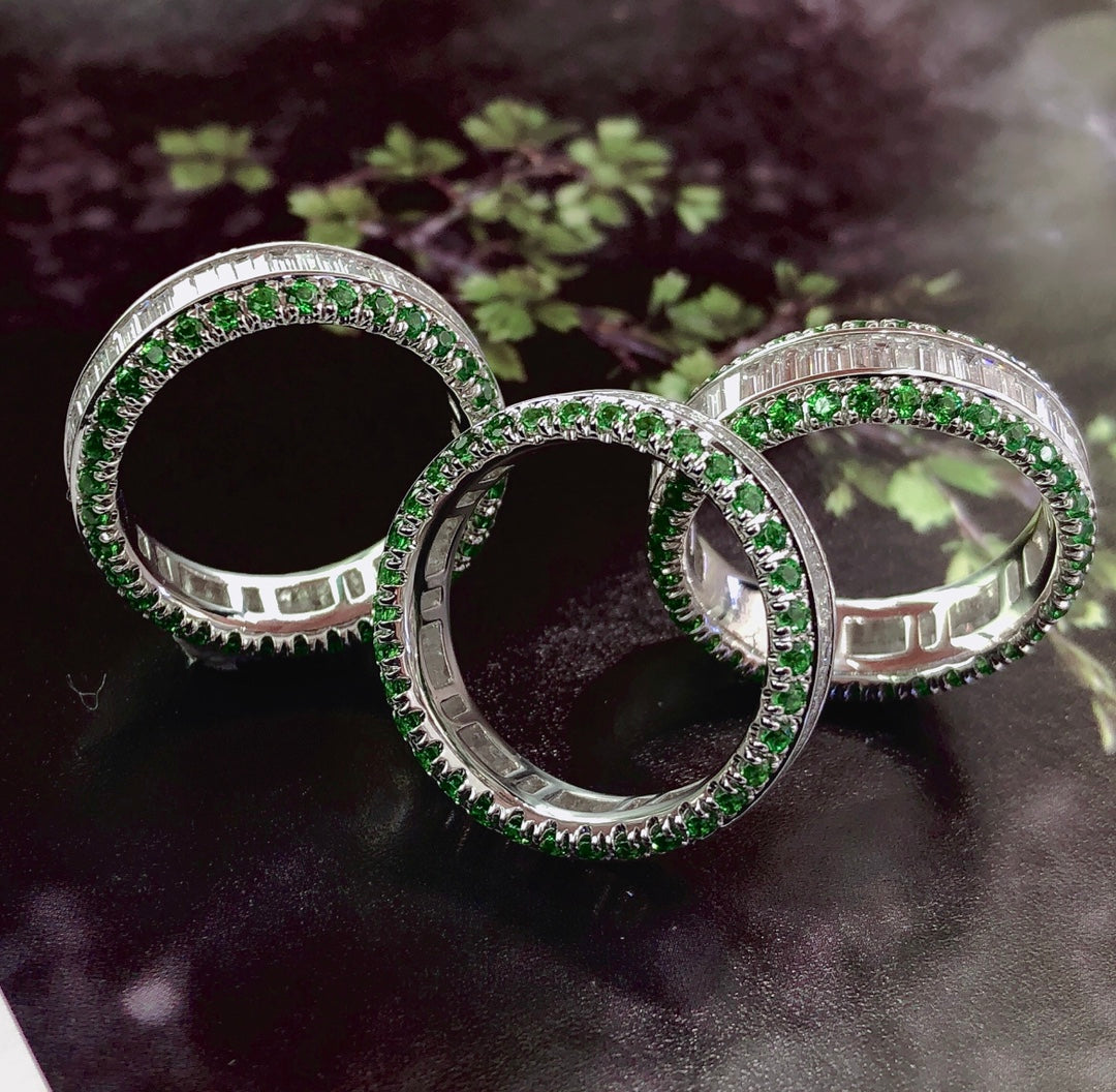 Tsavorite T-Row Ring - Exquisite Jewelry Piece - Shafley Ring