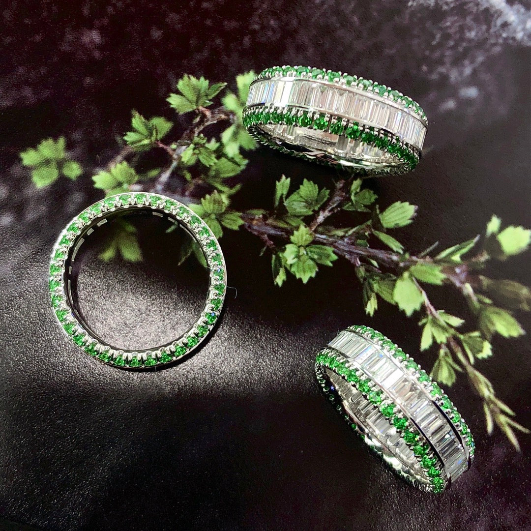 Tsavorite T-Row Ring - Exquisite Jewelry Piece - Shafley Ring