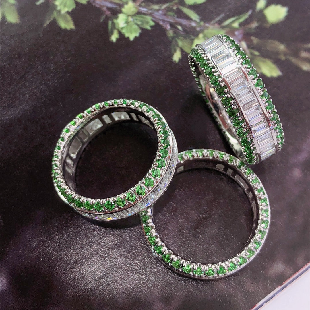 Tsavorite T-Row Ring - Exquisite Jewelry Piece - Shafley Ring