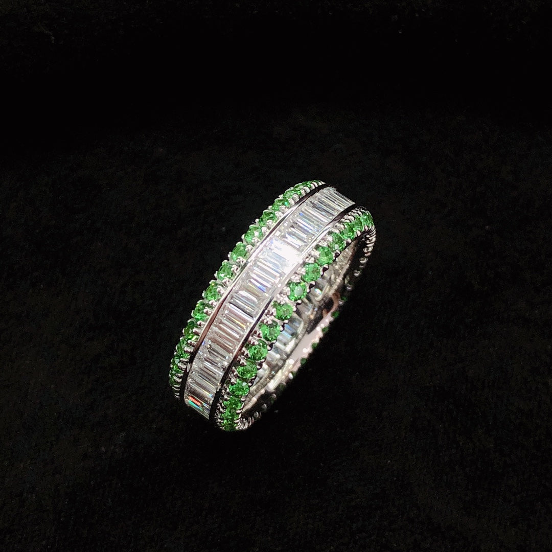 Tsavorite T-Row Ring - Exquisite Jewelry Piece - Shafley Ring