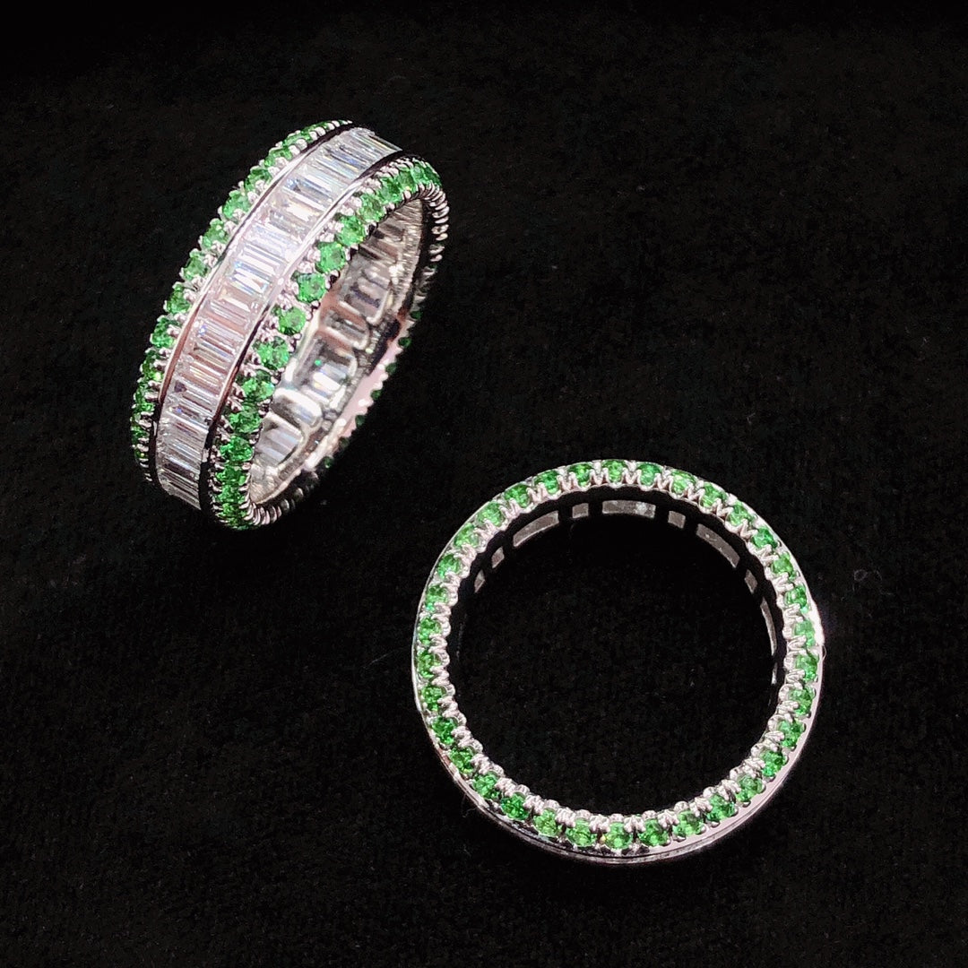 Tsavorite T-Row Ring - Exquisite Jewelry Piece - Shafley Ring