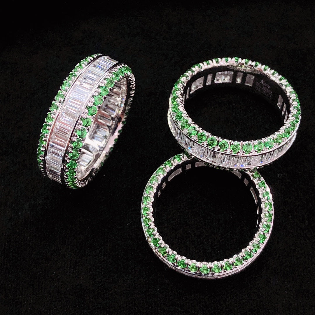 Tsavorite T-Row Ring - Exquisite Jewelry Piece - Shafley Ring