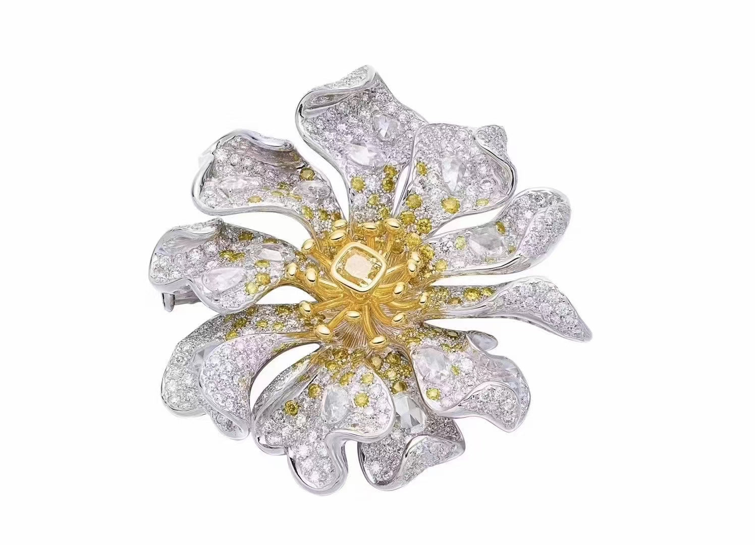 Two-Way Wear Yellow Diamond Pendant/Brooch Jewelry - Brooch