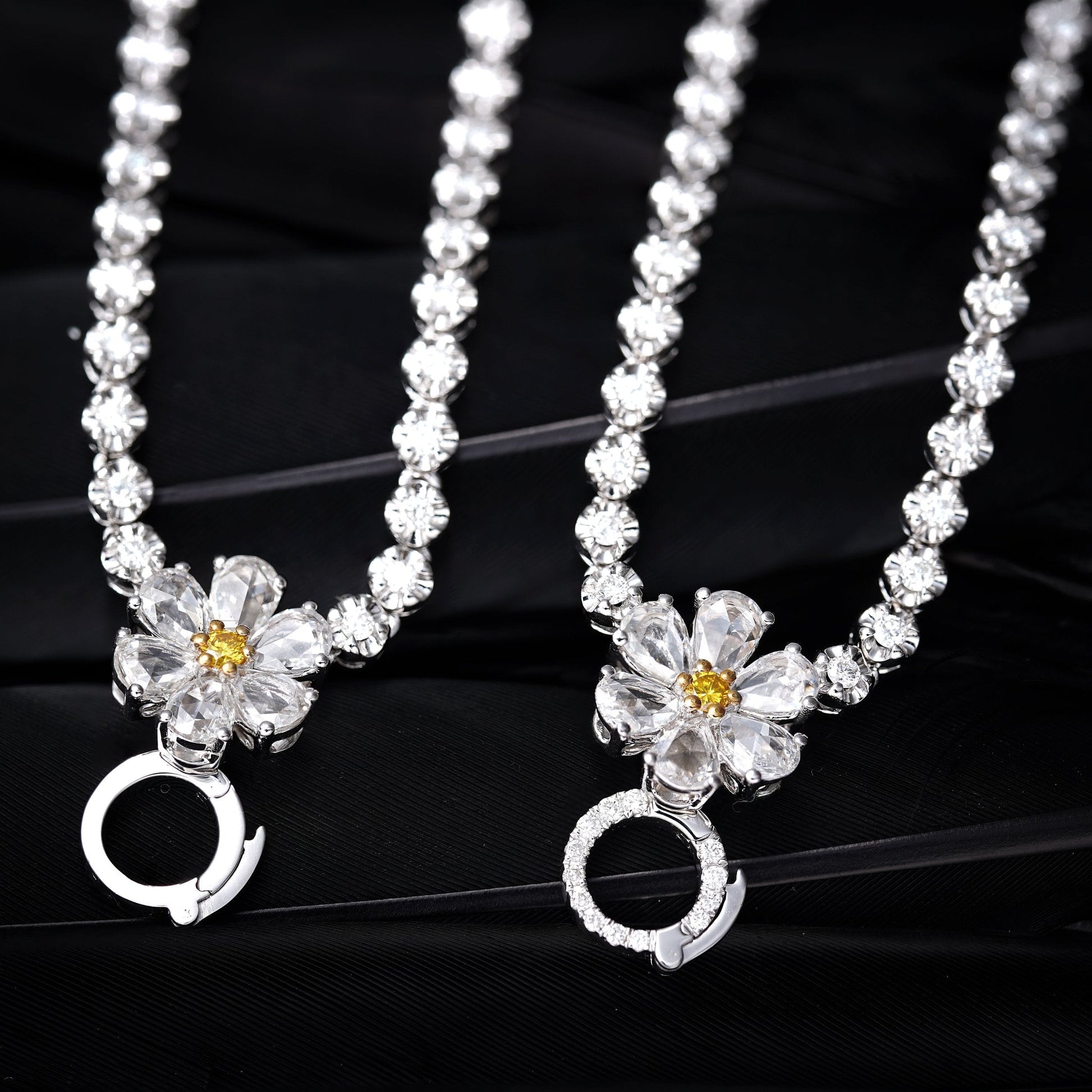 Two-Wear Rose Waterdrop Necklace (Pendant Excluded) | Premium Jewelry - Yellow Diamond Chain