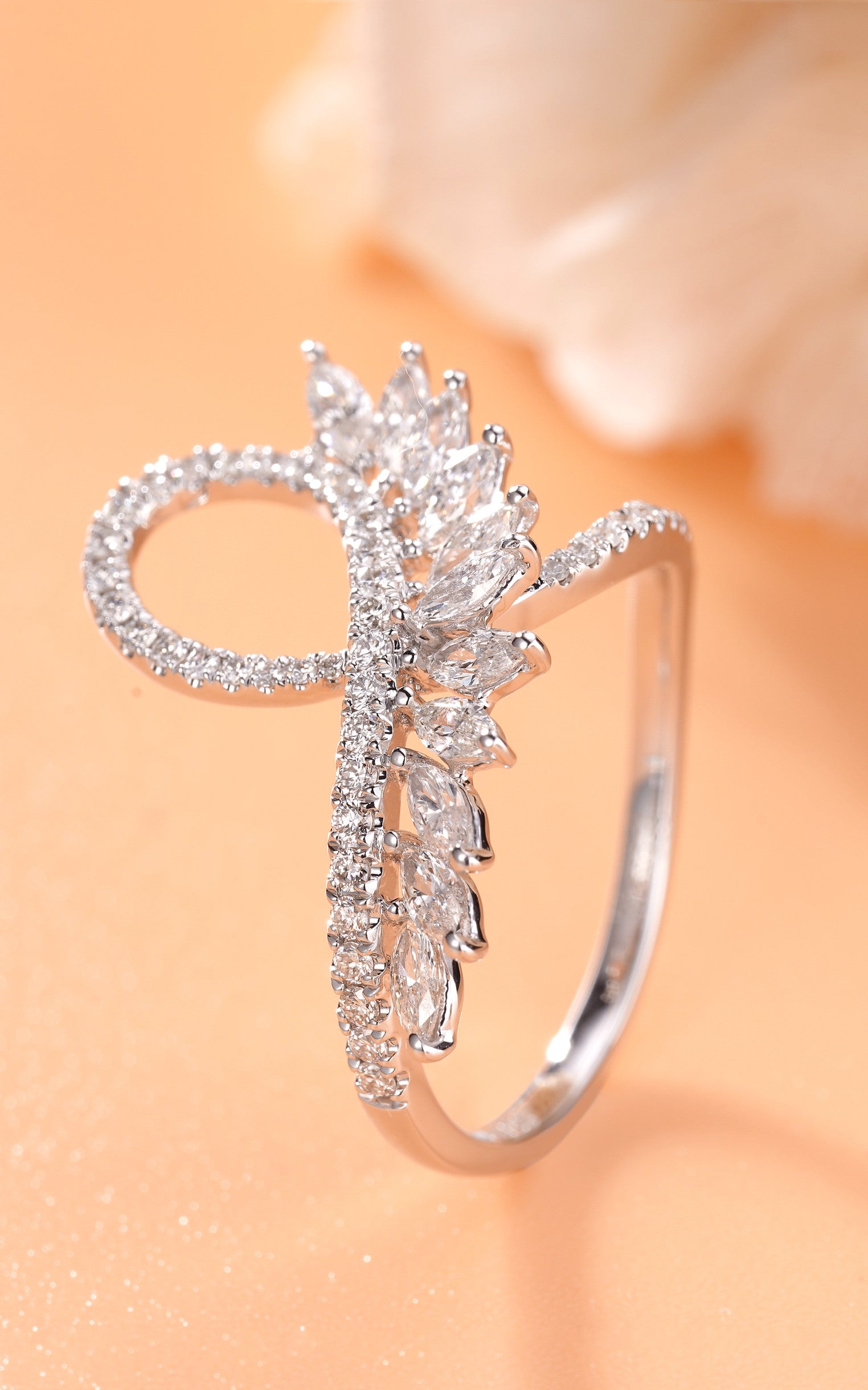 U-Shape Marquise Ring - A Sparkling Jewelry Gem - White Diamond Ring